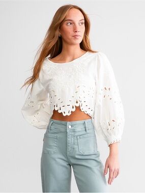 Free People | Tops | New Free People Chloe Smocked Cotton Top In 